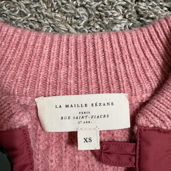 Sézane Pink Wool Cotton Sweater Quater Button Pull Ewen Jumper Rosewood Color - Picture 3 of 10